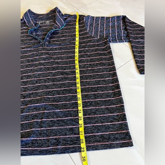 Mens Antigua Performance 1/2 Zip Size XXL “Logo” Top Color Charcoal Stripes - Picture 5 of 16